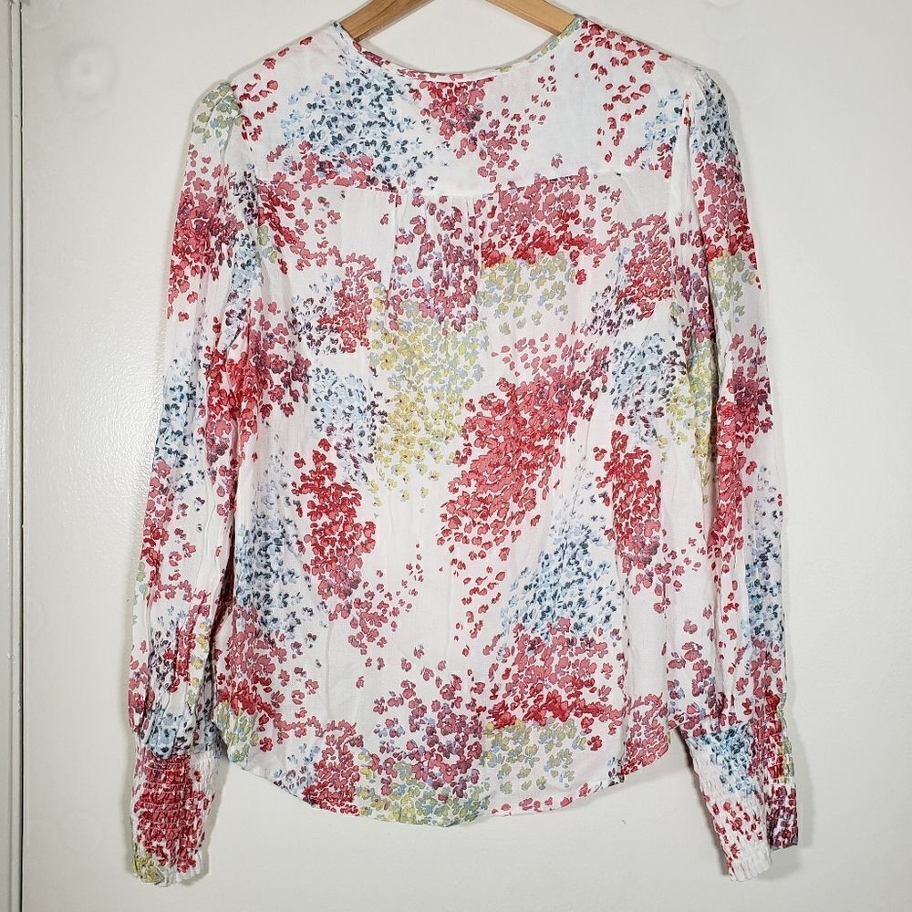 Lucky Brand Abstract Print Long Sleeve Chiffon Flowy Casual Blouse Size S - Picture 7 of 7